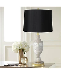 Regency Hill Traditional Table Lamp 26.5" High Brass Cut Glass Urn Accent Hardback Drum Shade Living Room Bedroom Bedside Nightstand
