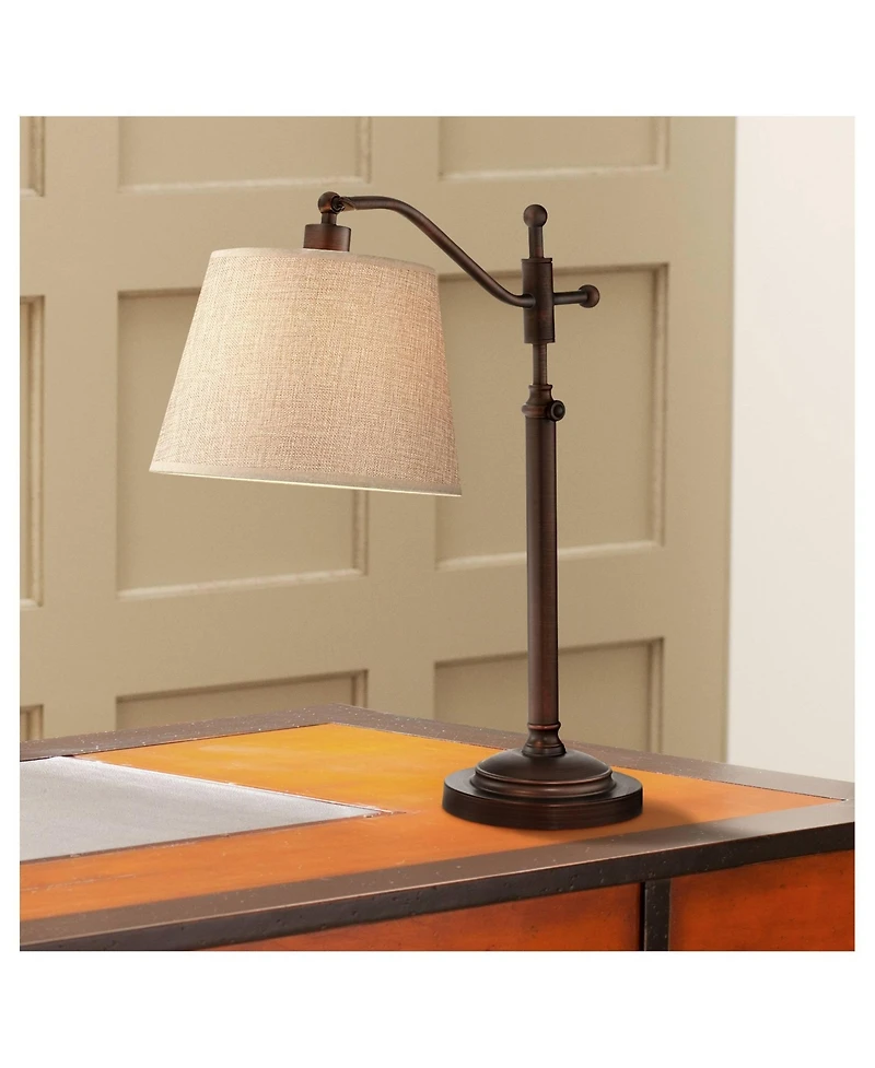 Regency Hill Adley 30 1/2" Tall Downbridge Arm Farmhouse Desk Lamps Set of 2 Adjustable Height Finish Metal