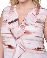 Calvin Klein Plus Sleeveless Ruffle-Front V-Neck Top