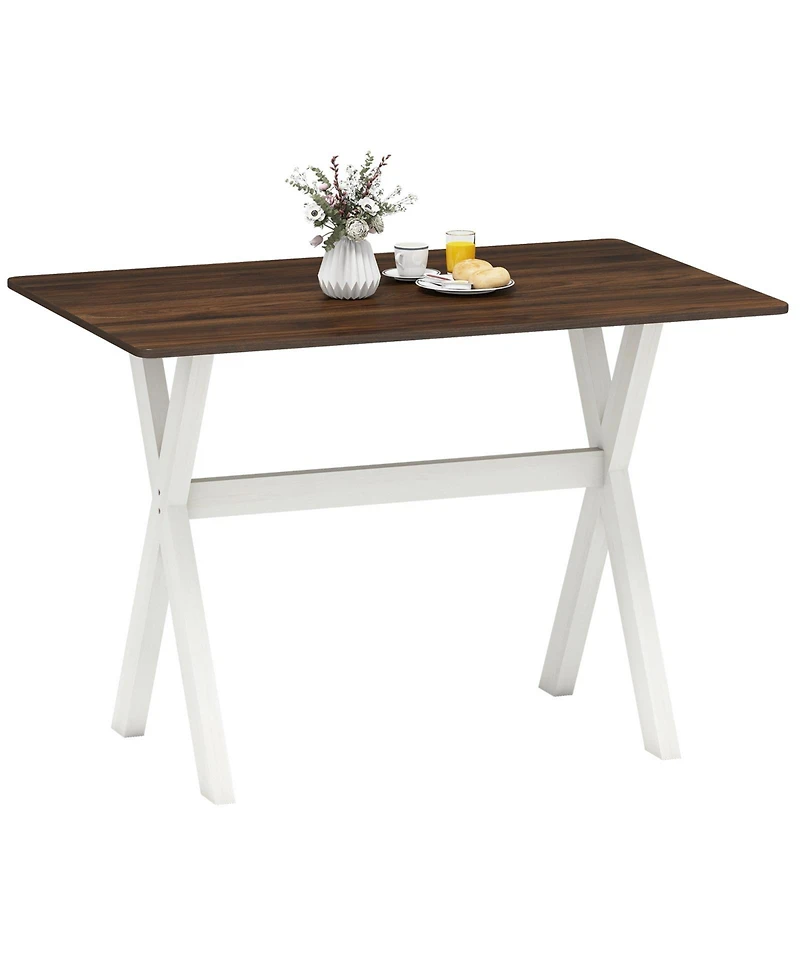 Slickblue Modern Wooden Dining Table with X Shaped Frame Kitchen Table