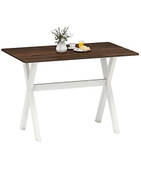 Slickblue Modern Wooden Dining Table with X Shaped Frame Kitchen Table