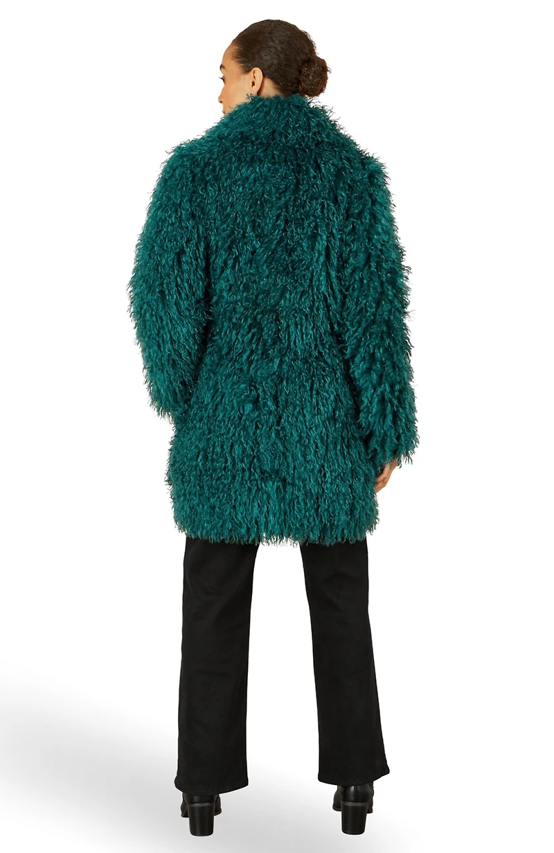 Yumi Women's Luxe Long Hair Faux Fur Coat