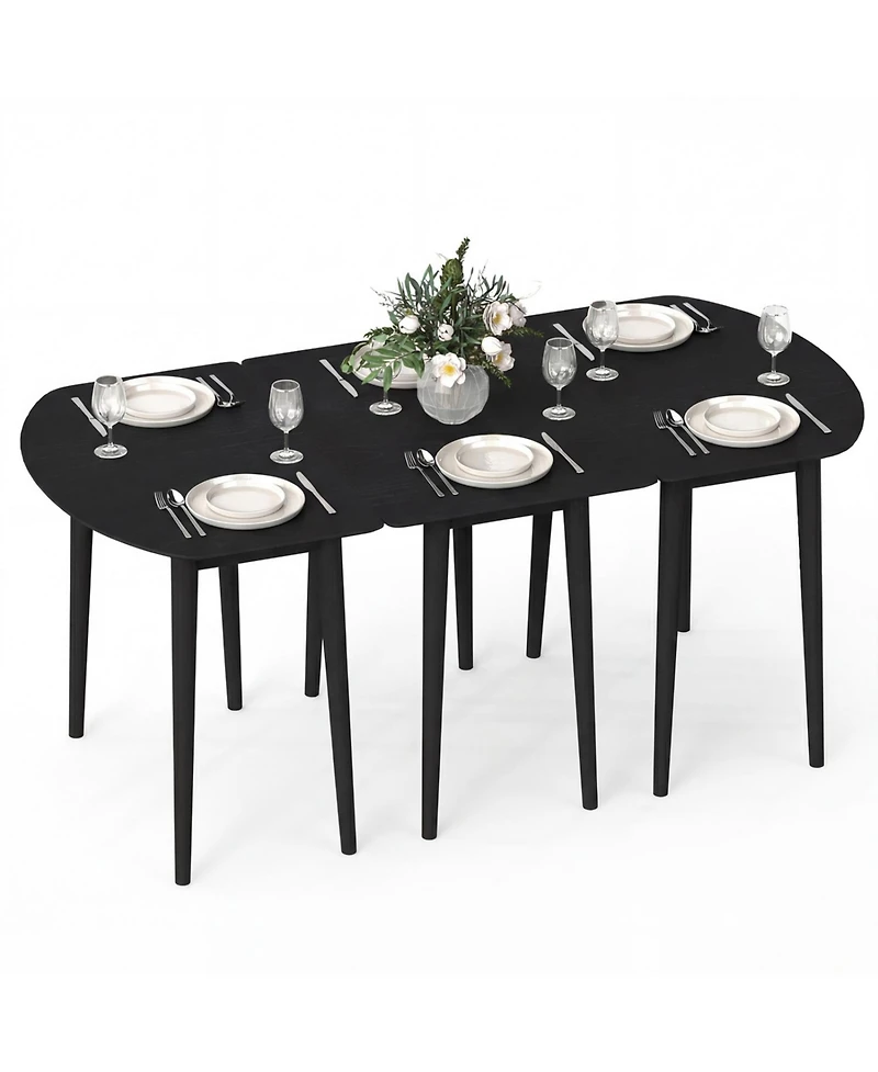Slickblue Extendable Dining Table Set with Half Round and Rectangular Tables