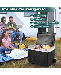 Gouun 32-Quart Portable Car Refrigerator Freezer with Touch Panel and Removable Divider
