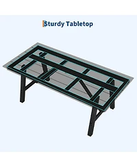 GarveeLife Outdoor Dining Table Set for 6, 7-Piece Patio Hdpe Slatted Table and Chairs Set with Umbrella Hole