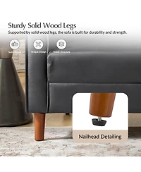 Hulala Home Alpha Mid-Century Modern Faux Leather Sofa