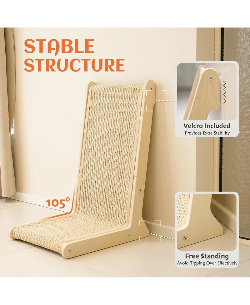 Aronkl Sisal Cat Scratcher Upright Wall Mounted Vertical L Shape Board Durable Protect Furniture Plush Mouse