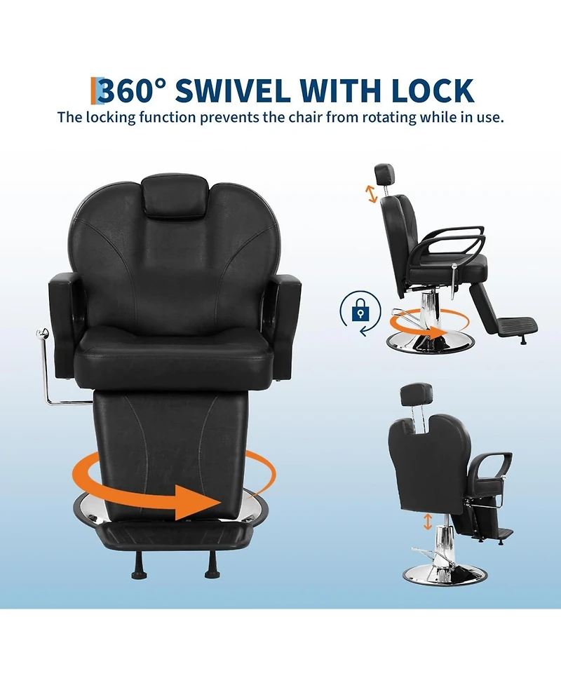 gaomon Barber Chair Reclining Salon Chairs for Hair Stylist Heavy Duty Hydraulic Salon Shampoo Chair with Headrest and Footrest,360 Degree Swivel
