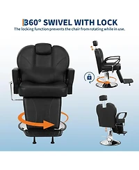 gaomon Barber Chair Reclining Salon Chairs for Hair Stylist Heavy Duty Hydraulic Salon Shampoo Chair with Headrest and Footrest,360 Degree Swivel