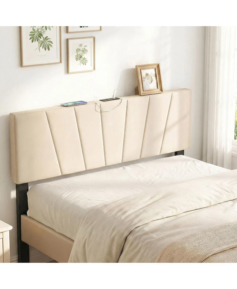 Slickblue Modern Geometric Bed Headboard Upholstered Design for Bedroom Wall Decor