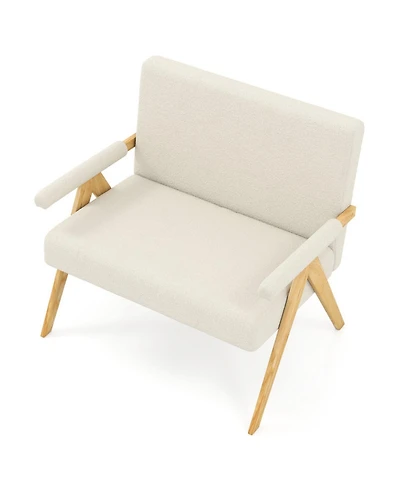 Gouun Sherpa Fabric Loveseat Sofa with Ergonomic Slanted Backrest