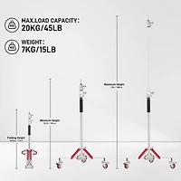 Gvm DL300 2-Section Aluminum C-Stand with Casters