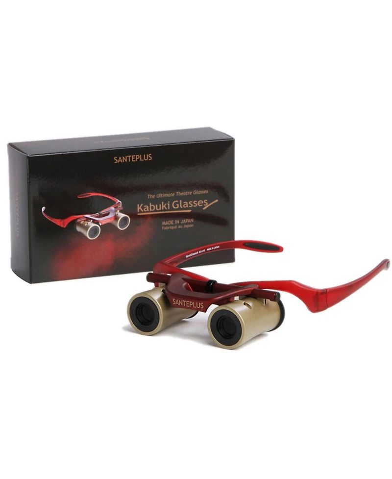 KabukiGlasses Opera Theater Binocular 4x13mm, Hands-Free Autofocus with Ultra Bright Lens, Gold/Red