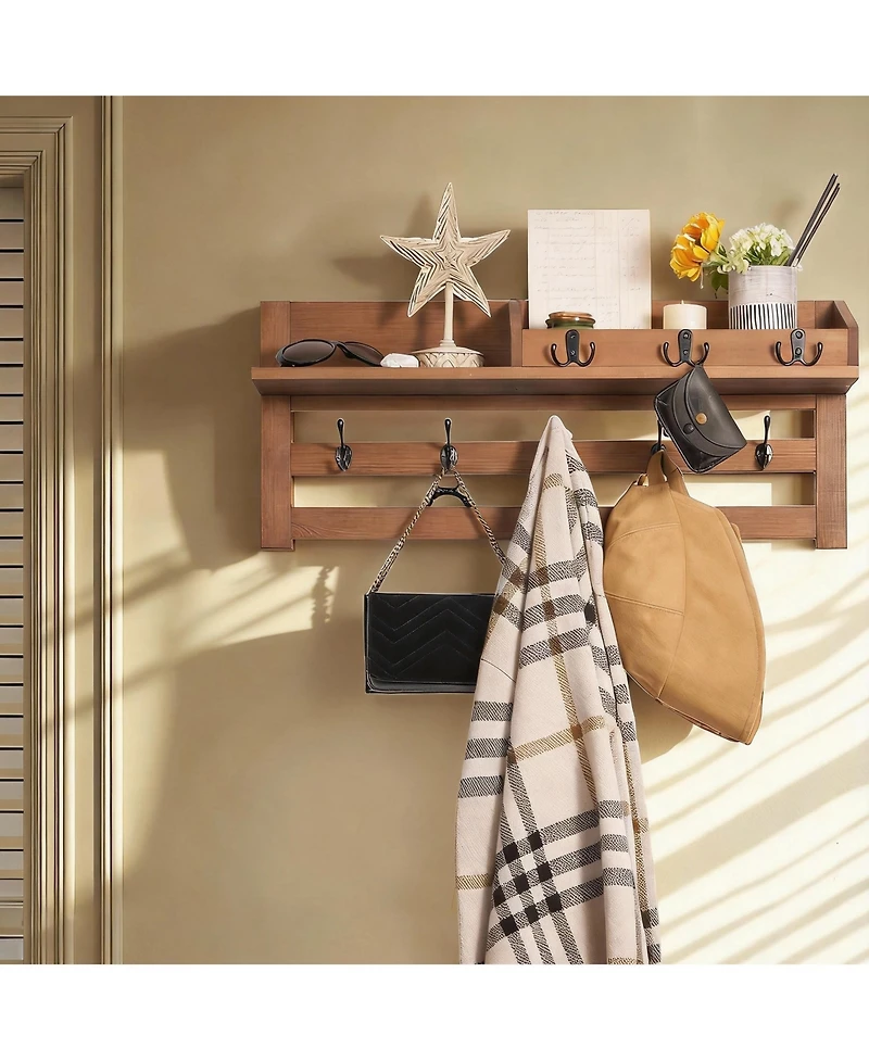 Yigii Solid Pine Wood Wall Organizer