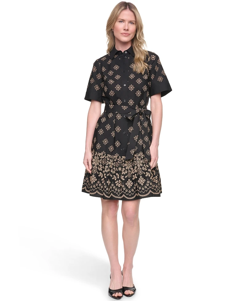 Jessica Howard Women's Cotton Poplin Shirt Dress