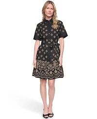 Jessica Howard Women's Cotton Poplin Shirt Dress