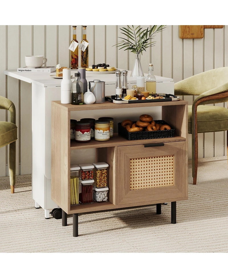 Slickblue Compact Accent End Table with Cabinet and Shelf Storage for Small Rooms