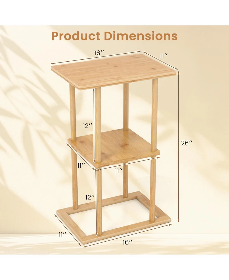 Slickblue Wicker Side Tables Set of 2 with Storage Shelves, Compact End Table for Home Use