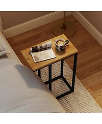 Slickblue Modern C-Shaped Side Table with Metal Frame, Compact End for Small Spaces