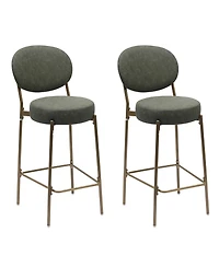 Flynama 29" Upholstered Faux Leather Bar Stools Set of 2 with Metal Legs