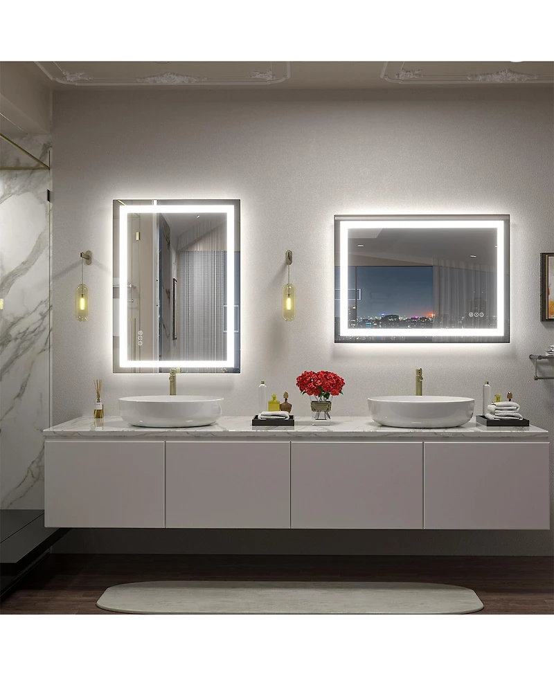 Apmir 24" x 32" Super Bright Front and Back Led Lighted Anti-Fog Tempered Glass Bathroom/Vanity Mirror with Etl and 3-Year Warranty