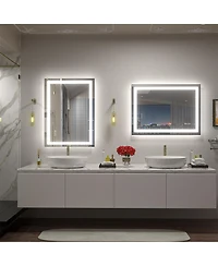 Apmir 24" x 32" Super Bright Front and Back Led Lighted Anti-Fog Tempered Glass Bathroom/Vanity Mirror with Etl and 3-Year Warranty