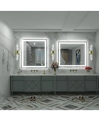 Apmir 32" x 36" Super Bright Front and Back Led Lighted Anti-Fog Tempered Glass Bathroom/Vanity Mirror with Etl and 3-Year Warranty