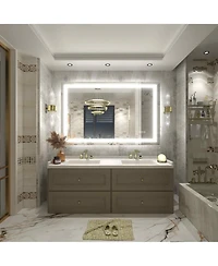 Apmir 48" x 30" Super Bright Front and Back Led Lighted Anti-Fog Tempered Glass Bathroom/Vanity Mirror with Etl and 3-Year Warranty