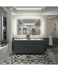 Apmir 55" x 40" Super Bright Front and Back Led Lighted Anti-Fog Tempered Glass Bathroom/Vanity Mirror with Etl and 3-Year Warranty