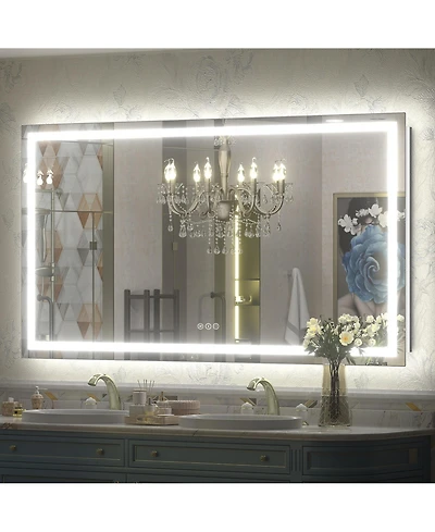 Apmir 60" x 32" Super Bright Front and Back Led Lighted Anti-Fog Tempered Glass Bathroom/Vanity Mirror with Etl and 3-Year Warranty