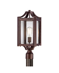 Franklin Iron Works Rockford Rustic Farmhouse Outdoor Post Light Bronze Iron 20 Clear Beveled Glass for Exterior Barn Deck House Porch Yard Patio