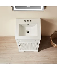 Sillysis Fully Assembled Solid Wood Freestanding Bathroom Vanity with Ceramic Sink and Soft Close Door for Small Spaces