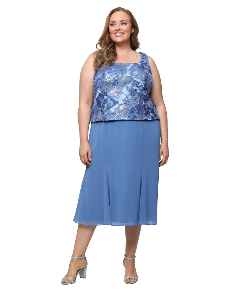 Alex Evenings Plus Scoop Neck Dress and Soutache Open Jacket, 2-Piece Set