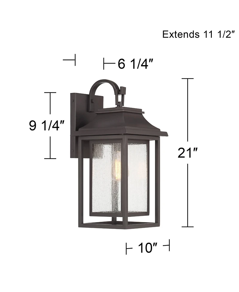 John Timberland Cecile High Modern Box Lantern Outdoor Wall Light Fixture Mount Porch House Weatherproof Bronze Finish