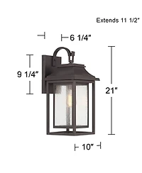 John Timberland Cecile High Modern Box Lantern Outdoor Wall Light Fixture Mount Porch House Weatherproof Bronze Finish
