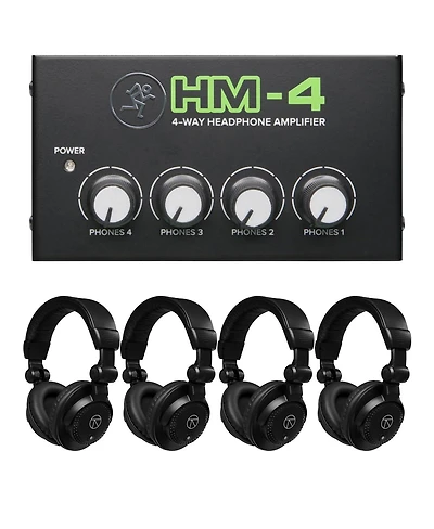 Mackie Hm-4 4-Way Headphone Amplifier, Bundle with 4x TAPH100 Headphones