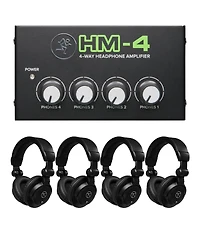 Mackie Hm-4 4-Way Headphone Amplifier, Bundle with 4x TAPH100 Headphones