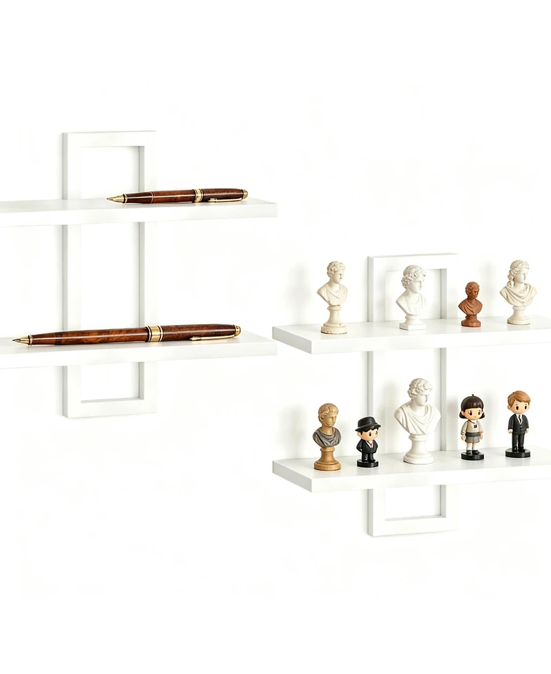 Yigii Double-Layer Floating Shelves for Home Decor, Capacity, Easy Install, Versatile Use