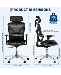 gaomon Ergonomic Mesh Office Chair with High Back Support,3D Adjustable Armrests and Smooth Wheels,Breathable Desk Computer Chair for Work,Study