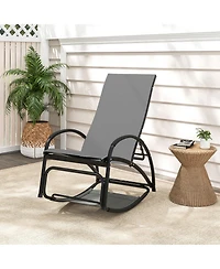 Gymax 2-in-1 Outdoor Rocking Chair with 4-Position Adjustable Backrest Curved Armrests