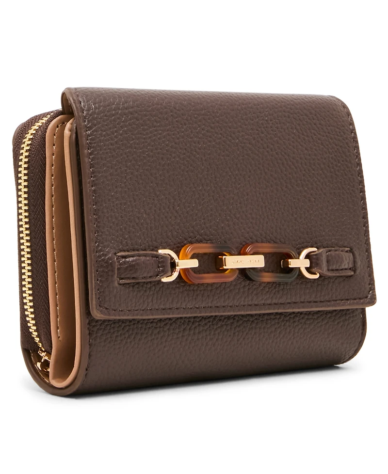 Anne Klein Tortoise Chain Link Trifold Wallet