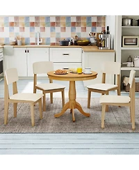 Slickblue Round Wooden Pedestal Side Table, Pub Style Accent Table for Living Room
