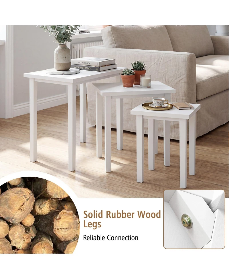 Slickblue Farmhouse Rectangle Side Table Set of 3, Rustic End Tables for Living Room