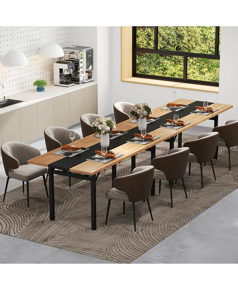 Slickblue 6 Foot Dining Table with Heavy Duty Metal Frame Seats 6-8