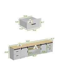 Homsee Large Tv Stand with 4 Drawers, Media Console