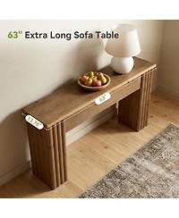 Tribesigns 63 Inches Solid Wood Console Table, Farmhouse Long Sofa Table