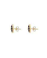 The Lovery Onyx Cz Flower Stud Earrings 14K Gold-Plated Sterling Silver