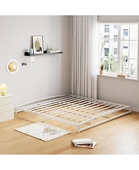 homfan Metal Platform Bed Frame with Arch Headboard and Footboard, Low Profile Steel Slat Support