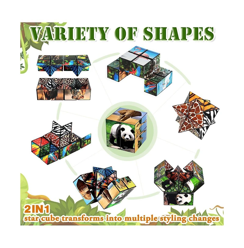 Bruce & Shark 2-in-1 Animal theme Fidget Cube - Folds into Star, Cube & Rectangle