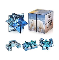 Bruce & Shark 2-in-1 North and South Poles Fidget Cube - Folds into Star, Cube & Rectangle